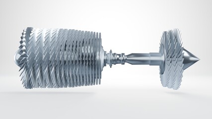 Gas turbine rotor of power plant. 3D render isolated on white  © Songphon