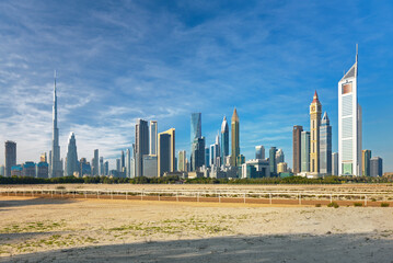 Dubai city center skyline with luxury skyscrapers, United Arab Emirates