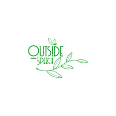 Outside Speech Leaves Vintage logo design Template