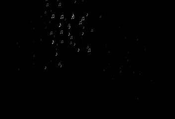Dark Black vector texture with musical notes.