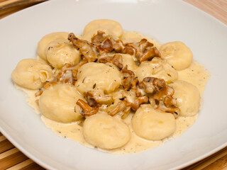 Gnocchi with creamy chanterelle mushroom sauce