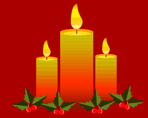 christmas candles and holly