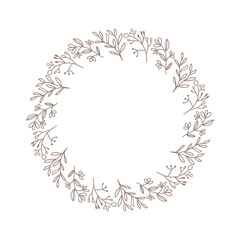 Round autumn calligraphic vector wedding frame wreath with place for text. Isolated flourish vintage element for design. Perfect for holidays, Thanksgiving Day, Valentines Day, greeting card