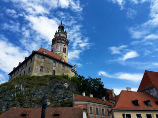 view of Castle Tower in Cesky Krumlov, Czech Republic