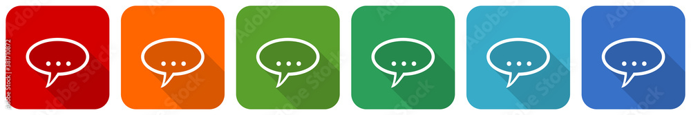 Fototapete forum icon set, flat design vector illustration in 6 colors options for webdesign and mobile applica