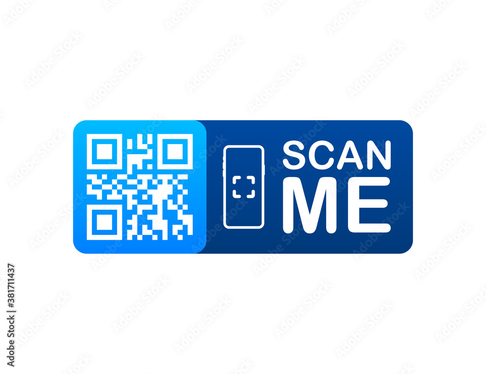 Poster qr code for smartphone. inscription scan me with smartphone icon. qr code for payment. vector illust