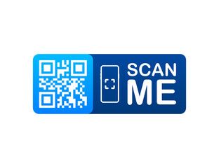 QR code for smartphone. Inscription scan me with smartphone icon. Qr code for payment. Vector illustration