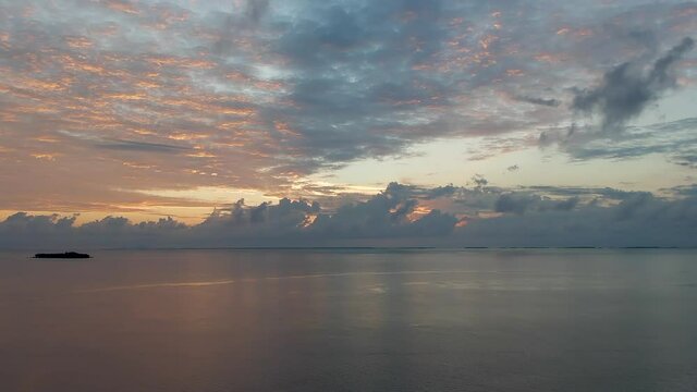 Seascape Sunset Horizon in Tawi-Tawi, Philippines Drone Aerial Push-In