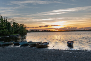 Sunset at lough Owel ,lake nea Mullingar town