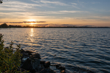 Sunset at lough Owel ,lake near Mullingar town