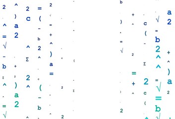 Light Blue, Green vector backdrop with algebra elements.