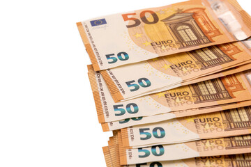 50 euro banknotes isolated on white