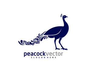 Peacock logo design vector template, Peacock bird illustration
