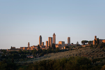 Fototapeta na wymiar San Giminiano, Tuscany, Italy. panorama view at sunrise