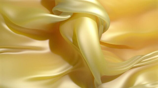 Abstract golden fabric waving in the wind.