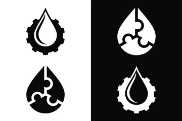 Droplets with puzzle and gear concept. Very suitable in various business purposes, also for icon, symbol, logo and many more.