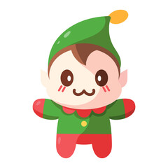 Isolated happy elf cartoon kawaii. Christmas icon - Vector