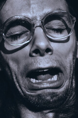 funny crying man in glasses