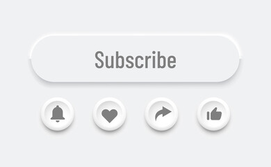 Social media features icon set.
Retweet, like, notification, subscribe icons