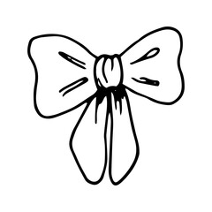 Bow in doodle style on white background