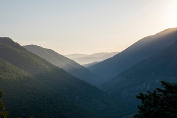 Fototapeta premium Landscape in Tuscany at sunset in summer