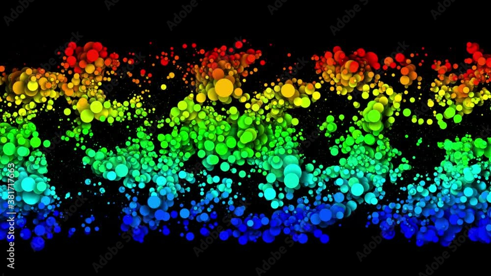 Poster circles decrease and increase in waves. 4k looped seamless abstract background. gradient rainbow col