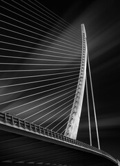 Obraz premium Fine art black and white photography of the structure of a modern bridge in Valencia, Spain