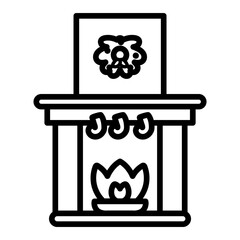 Isolated christmas ornate fireplace. Christmas icon - Vector
