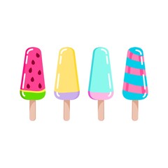 Summer collection of delicious ice creams. Ice cream cartoon icon set.