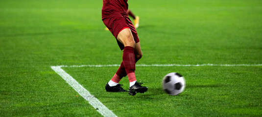 banner of soccer game players fighting for football
