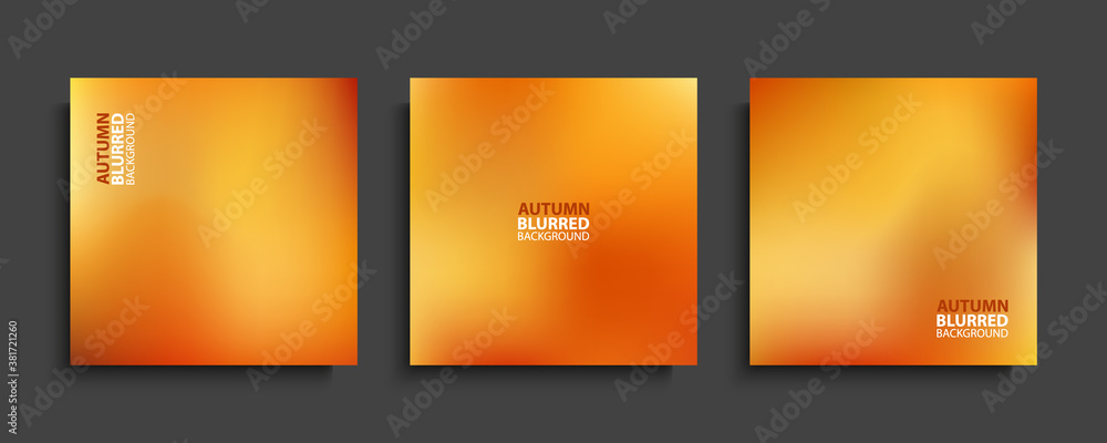 Aufkleber autumn blurred backgrounds set with modern abstract blurred gradient patterns. smooth templates coll