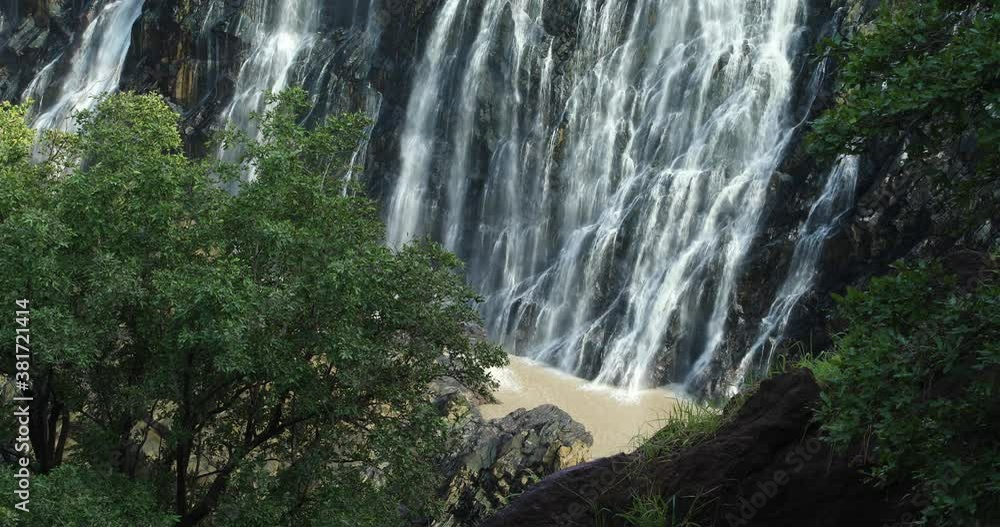 Wall mural beautiful Ruacana Falls on the Kunene River in Northern Namibia and Southern Angola, Africa wilderness landscape, Waterfall is full of water after rain season