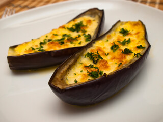 Baked eggplant stuffed with cheese