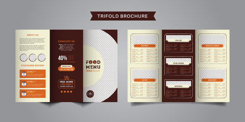 Food trifold brochure menu template. fast food menu brochure for restaurant.