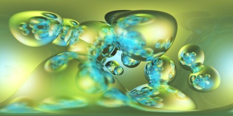 HDRI, environment map , Round panorama, spherical panorama, equidistant projection, panorama 360, Multicube, abstract background, Bubbles background, 3d rendering