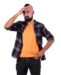 Young hispanic man thinking in deep worry