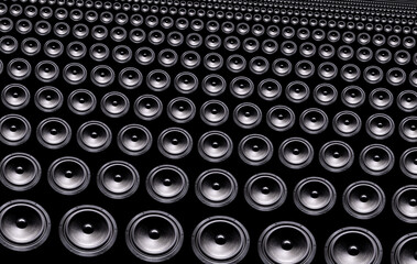 a lot of speakers on a black background