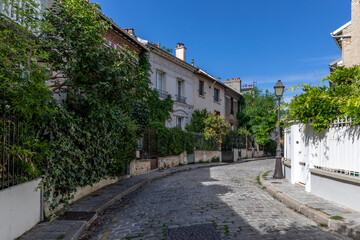 Fototapeta na wymiar Paris, France - September 9, 2020: Beautiful old house, like in the countryside, in the center of Paris, in the area called 