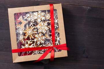 Top above high angle closeup overhead view photo of nice beautiful christmas decoration