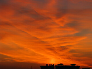 sunset over the town