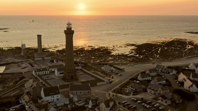 Lighthouse of  Eckmuhl and village of Saint-Pierre, on Point Penmarc'h Brittany France