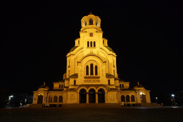 Fototapeta na wymiar Sofia Orthodox Cathedral Aleksandar Nevski - Night - East View