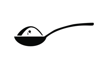 Spoon with sugar, salt, flour or other ingredient icon on white background, vector