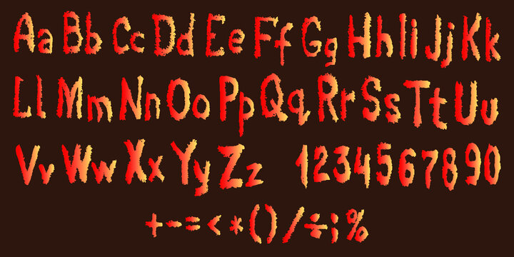 Alphabet. Font. Abstract font. Abstract letters and numbers. Art alphabet