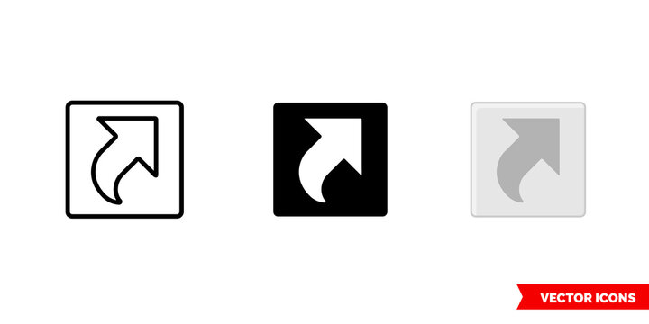 Shortcut icon of 3 types color, black and white, outline. Isolated vector sign symbol.
