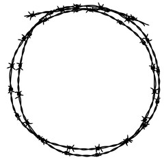 Silhouette of circle barbed wire  - obrazy, fototapety, plakaty