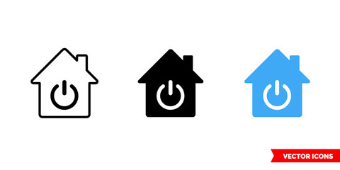 Smart house icon of 3 types color, black and white, outline. Isolated vector sign symbol.