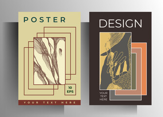 Cover design for book, brochure, booklet, catalog, poster template set. Hand-drawn graphic vector illustration.