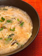 Chinese chicken soup with mushrooms