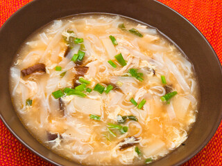 Chinese chicken soup with mushrooms